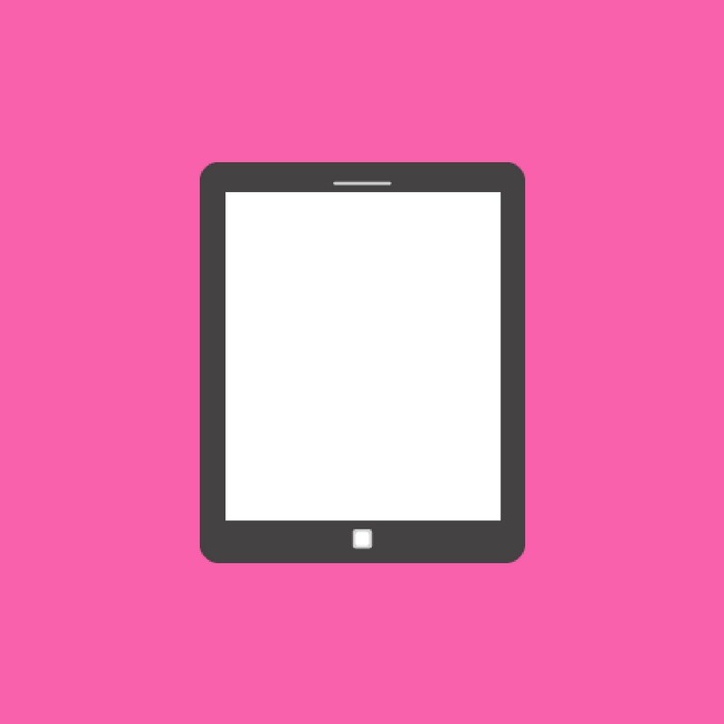 Um dispositivo eletrônico em formato tablet sobreposto a um fundo rosa. A imagem ilustra o artigo sobre como escrever um bom roteiro de cinema.