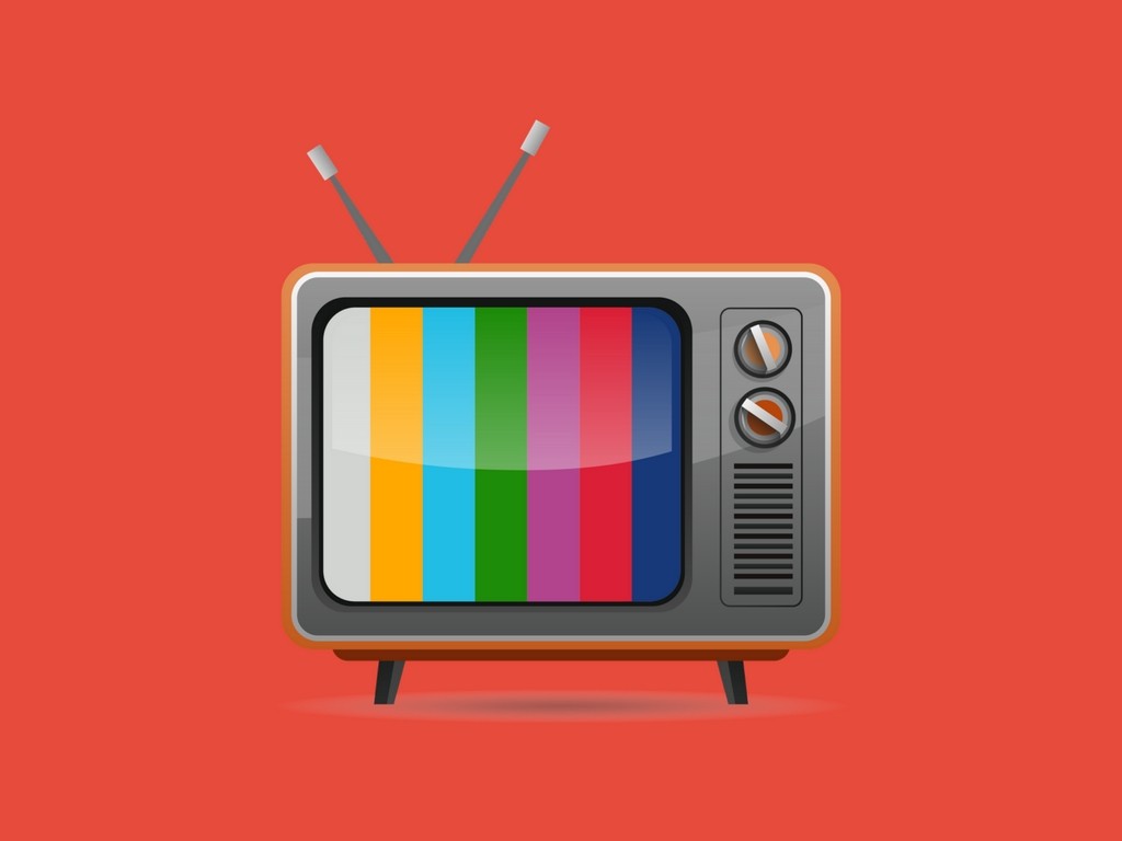 Imagem de um aparelho de televisão retrô sobre fundo vermelho representando o artigo de como criar cenários para seu vídeo.