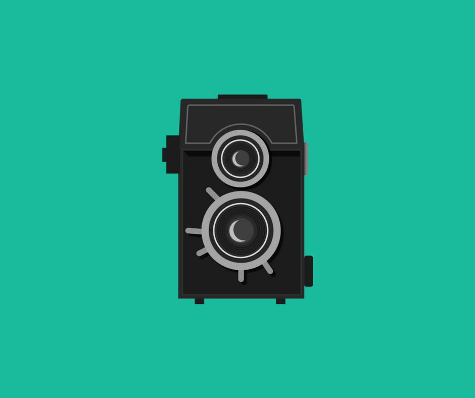 ilustração de uma câmera rolleiflex, tal qual Vivian Maier usava