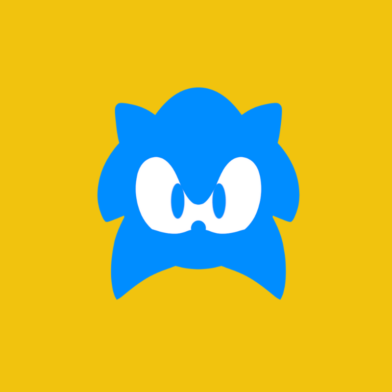 Imagem estilizada do ouriço Sonic, personagem de videogame dos anos 1990, sobre fundo amarelo. A imagem faz uma referência humorada à sonic logo. 